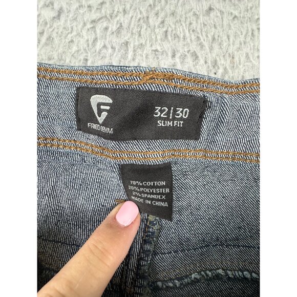 Fried Denim Mens 32/30 Slim Fit Dress Jeans Dark Wash Dinner Comfort - Picture 5 of 12